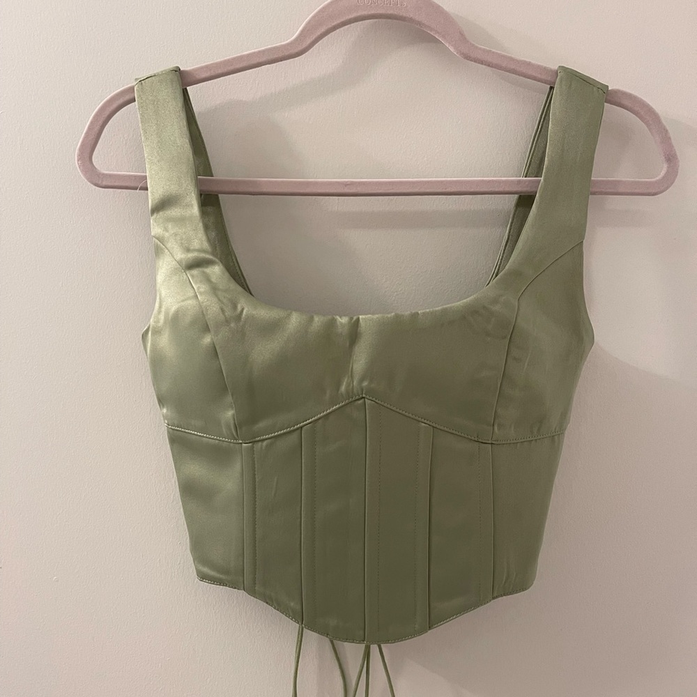 Danielle Guizio Satin Lace Up Corset